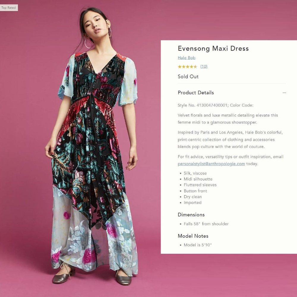 Anthropologie Evensong Maxi Dress